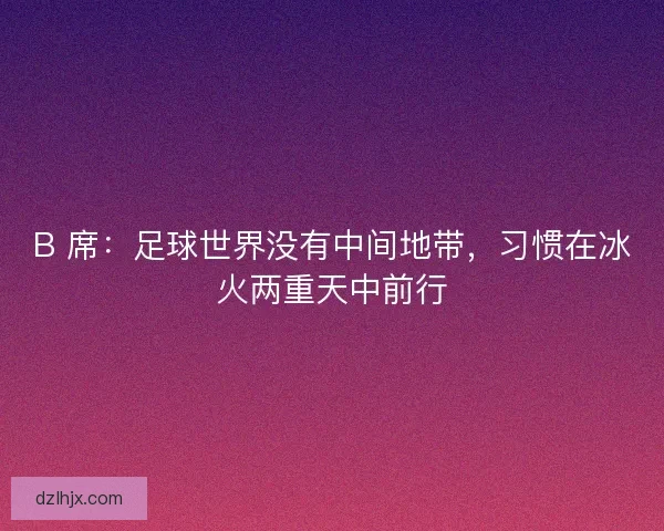 B 席：足球世界没有中间地带，习惯在冰火两重天中前行