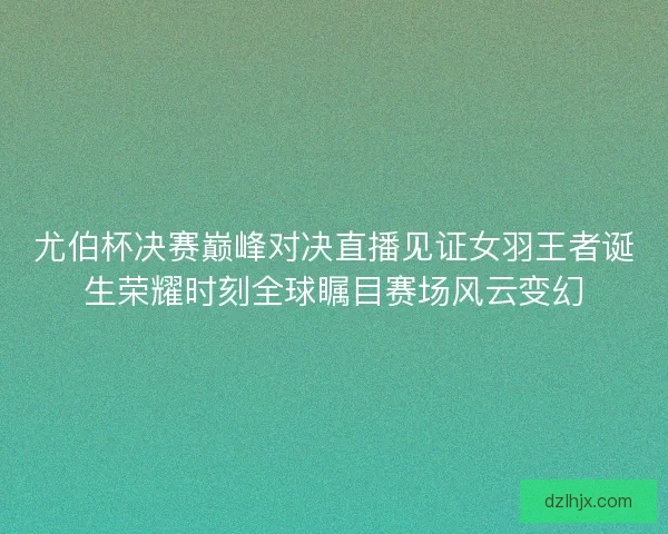 尤伯杯决赛巅峰对决直播见证女羽王者诞生荣耀时刻全球瞩目赛场风云变幻