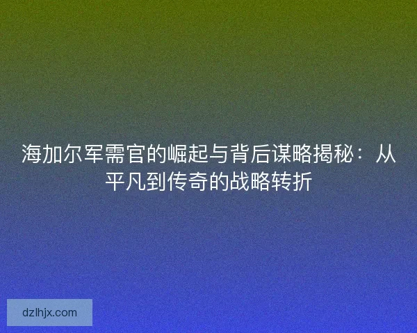 海加尔军需官的崛起与背后谋略揭秘：从平凡到传奇的战略转折
